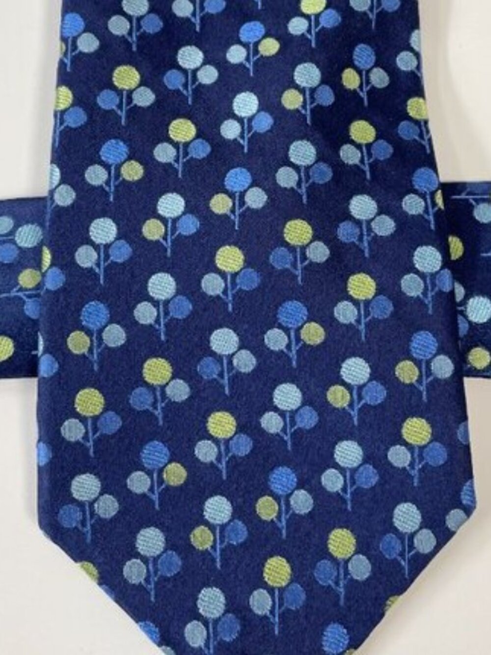 Ted Baker London Textured Blue Floral Berry Pattern Silk Tie Geometric